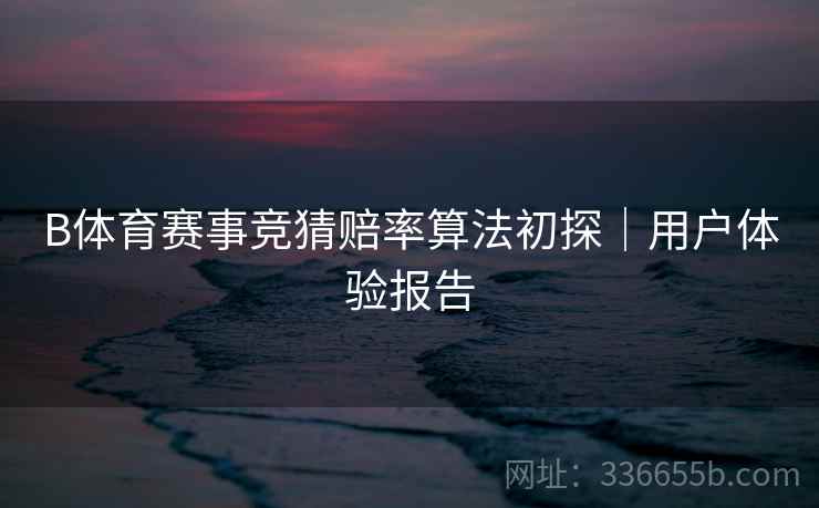 B体育赛事竞猜赔率算法初探｜用户体验报告